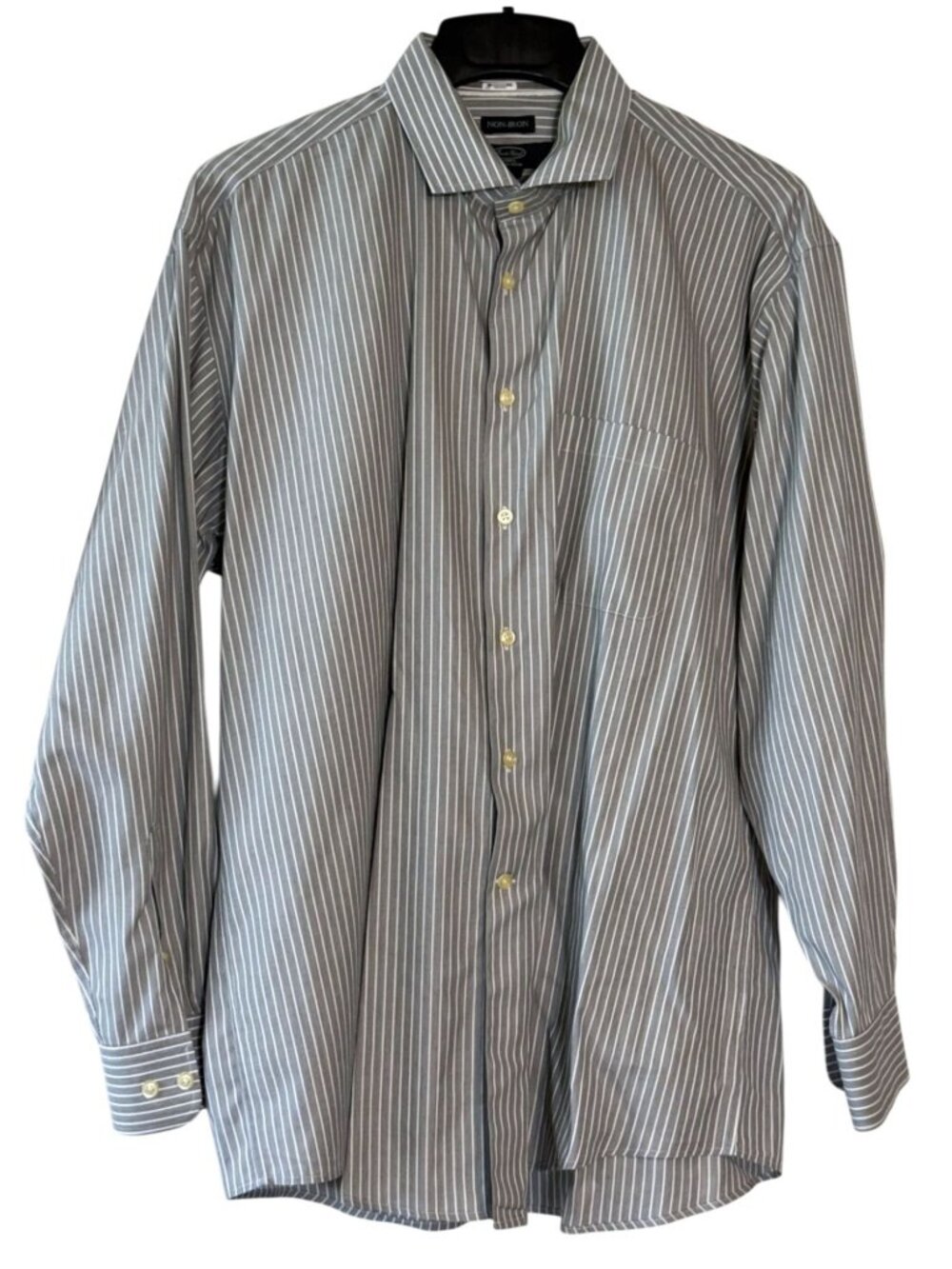 Pronto Uomo Platinum Egyptian Cotton Dress Shirt Mens 17 34/35 Black/Gray White